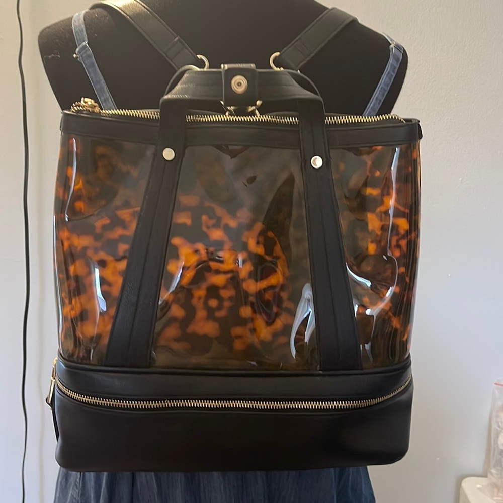 Tortoise/Black Backpack/Handbag
